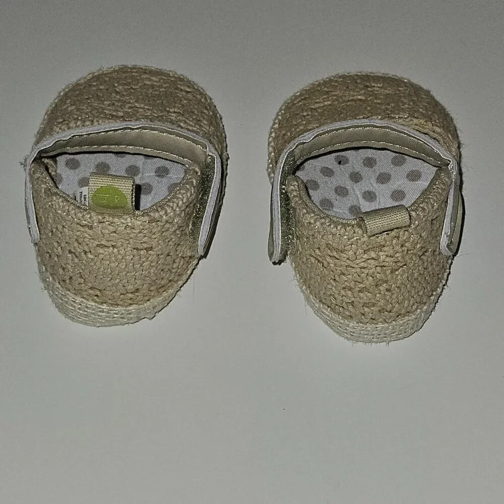 First Steps Stepping Stones Tan Baby Shoes Textile Upper Straps Size 3-6 Months